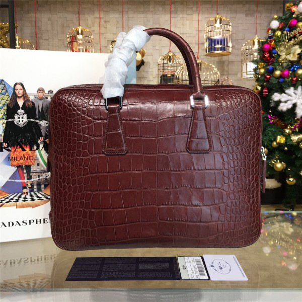 Pra*a leather briefcase 4206  36cm x 5.5cm x 28cm