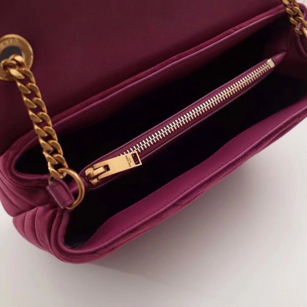 Y51 loulou monogram quilted velvet shoulder bag rose red 4809 25cm*17cm*9cm