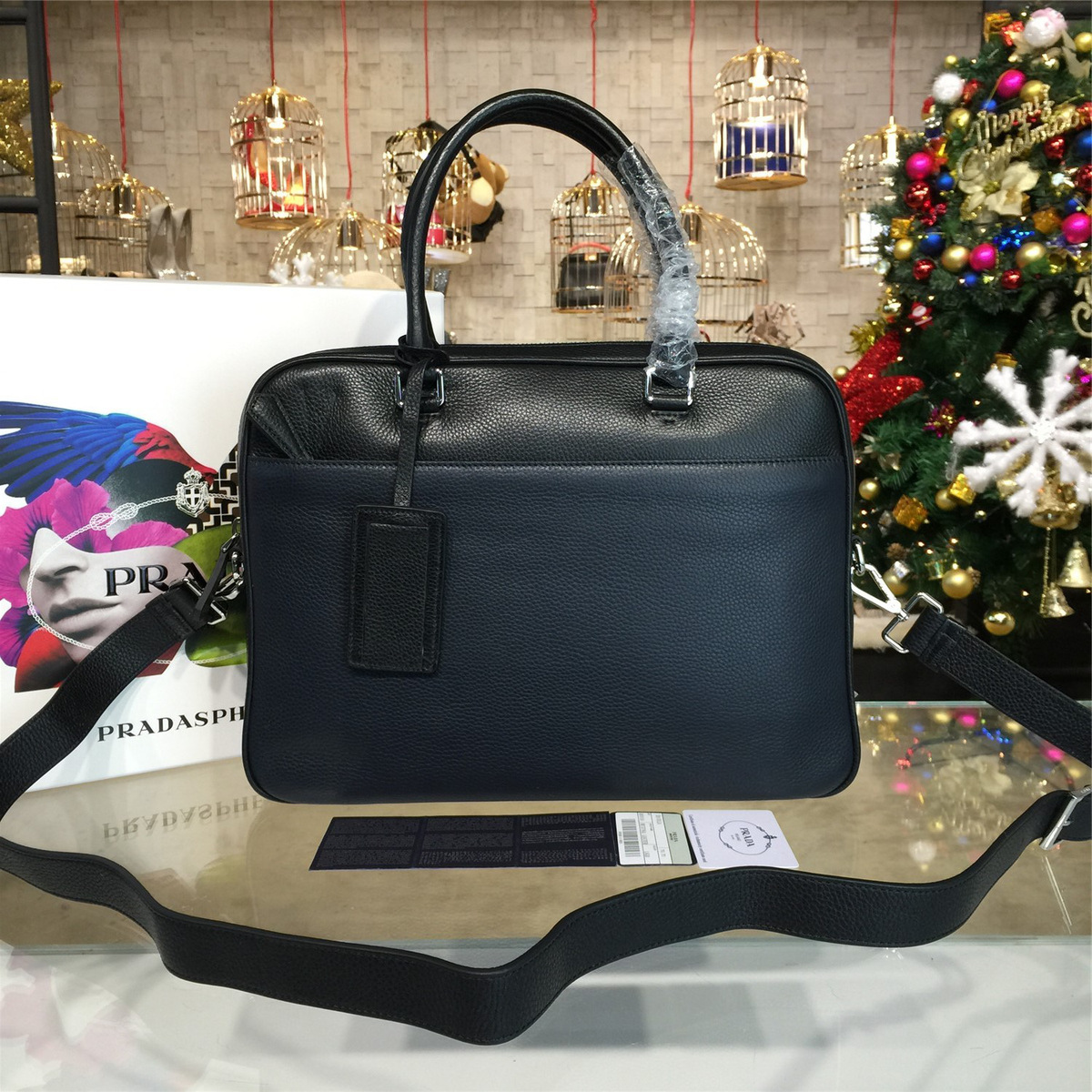 Pra*a leather briefcase 4199 38cm x 7.5cm x 28cm