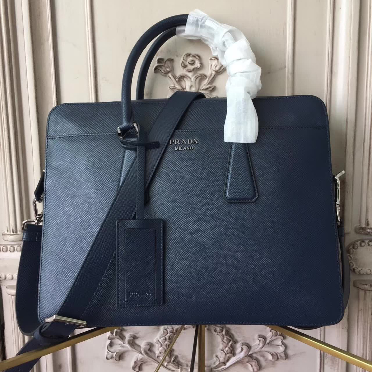 Pra*a leather briefcase 4324 36cmx6.5cmx28cm