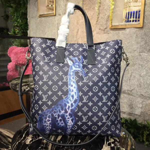 l0vis Vvtt0n atlas tote giraffe black 3762 35.5cm