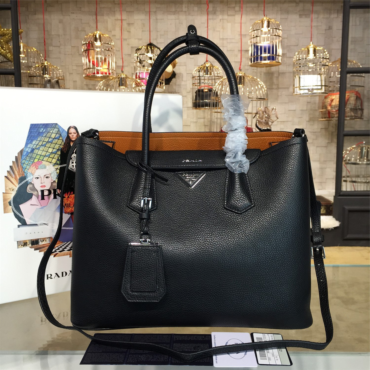 Pra*a double bag large 4089 35.5cm x 18cm x 27cm