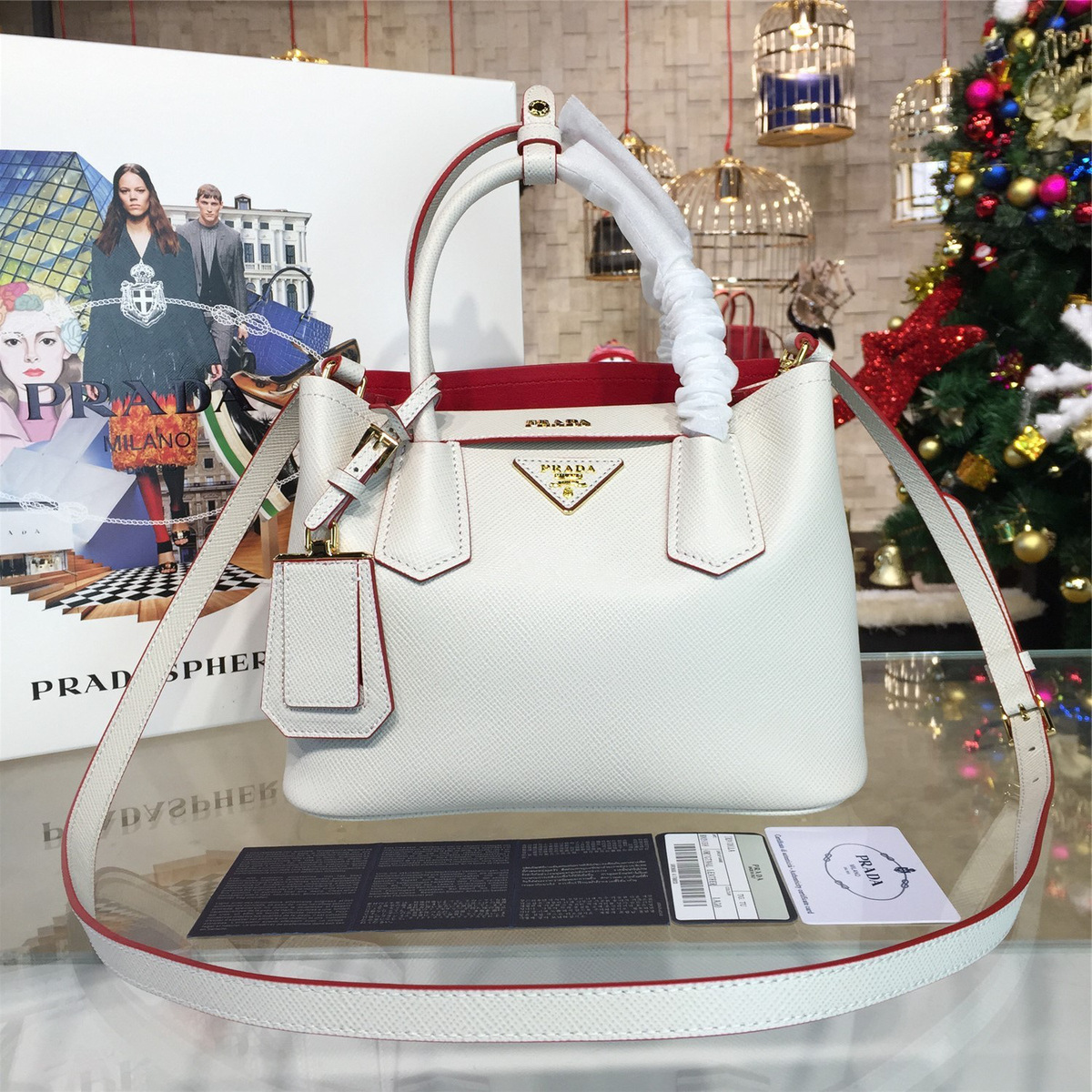 Pra*a double bag 4098 25cm x 13.5cm x 18cm