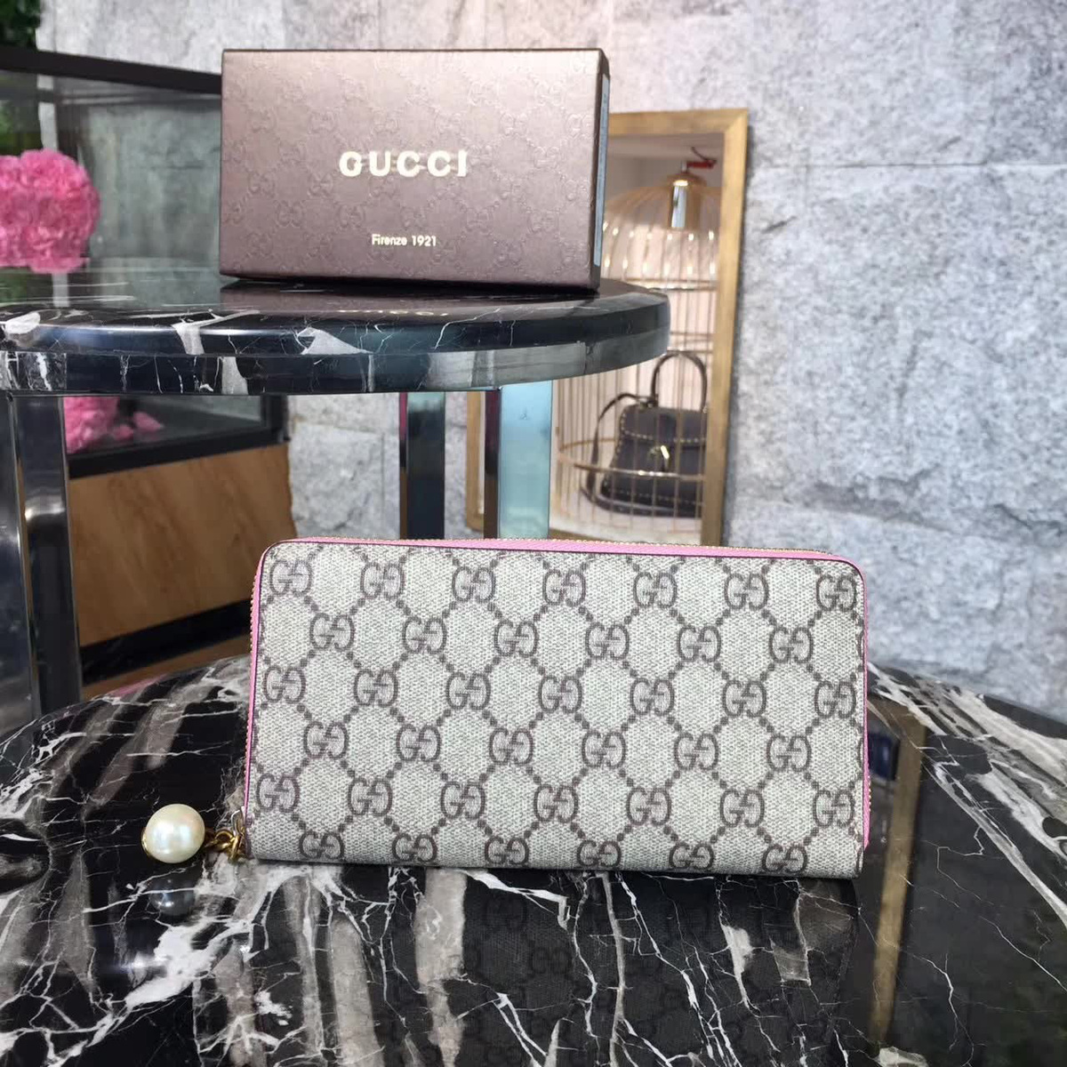 Gvc*1 gg leather wallet 2124 19cmx2cmx10cm