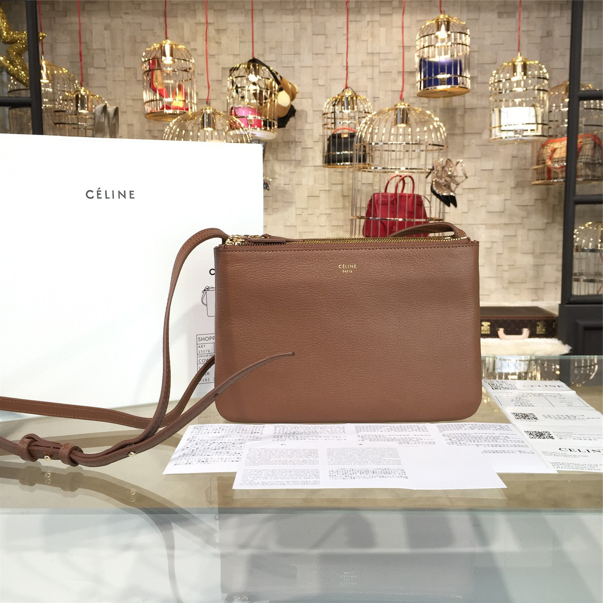Ce1i*e leather trio - brown 25*5*18cm