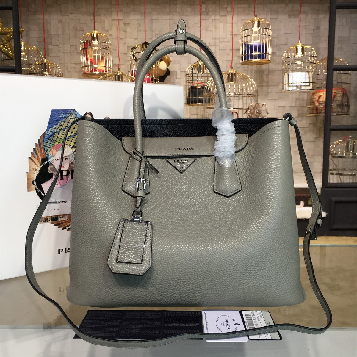Pra*a double bag 4104 35.5cm x 18cm x 27cm