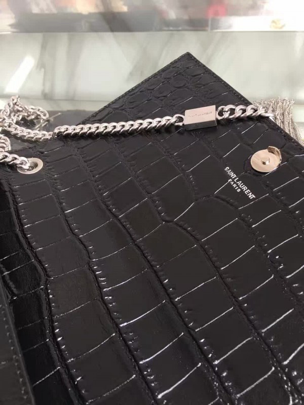 Y51 monogram kate sliver tassel in embossed cocodile shiny leather  5033  24cm x 14.5cm x 5.5cm