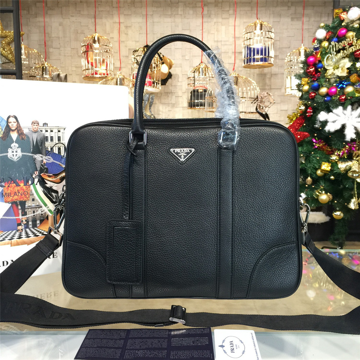Pra*a leather briefcase 4204 38cm x 8cm x 28cm