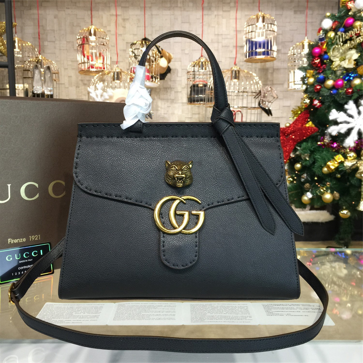 Gvc*1 gg marmont leather tote bag 2237