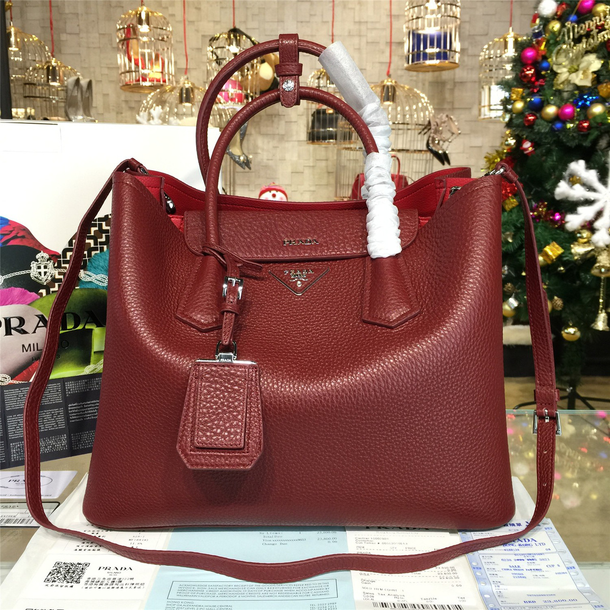 Pra*a double bag 4179 34.5cm x 17cm x 27.5cm
