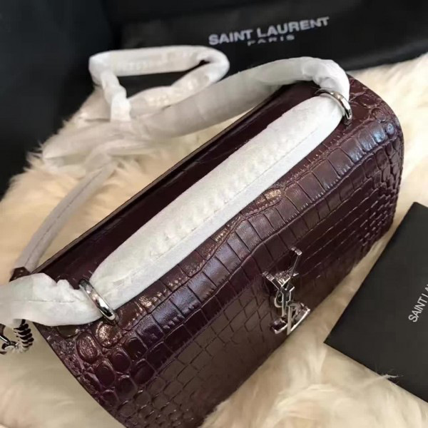 Y51 sunset chain wallet in crocodile embossed shiny leather 4841 17cm x 13cm x 7cm