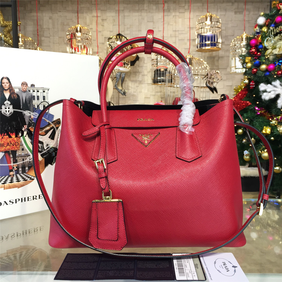 Pra*a double bag 4139 33cm x 13.5cm x 24.5cm