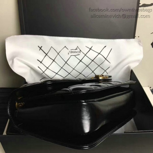 Ch**el oil wax leather perfect edge bag gold black a14041