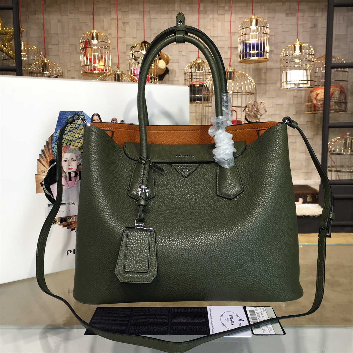 Pra*a double bag large 4085 35.5cm x 18cm x 27cm