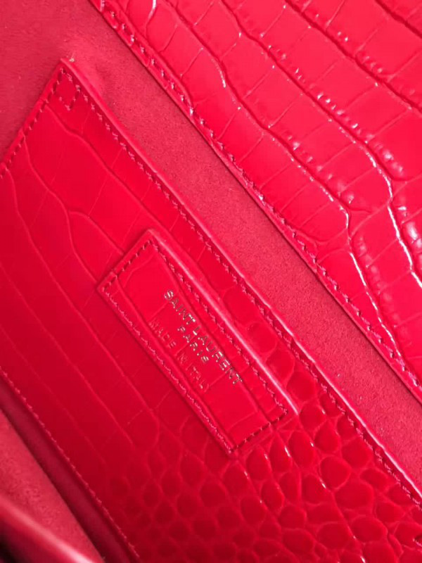 Y51 medium sunset bag crocodile embossed shiny leather 4853 22cm x 16cm x 8cm