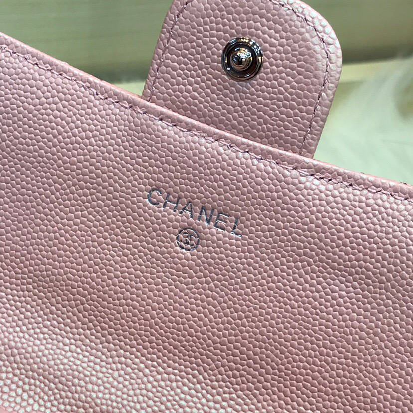 Ch**el classic cf long lychee purse powder  10.5*19.*3cm