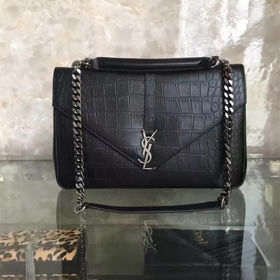 Y51 monogram college in embossed crocodile shiny leather 5106 32cm x 20cm x 8.5cm