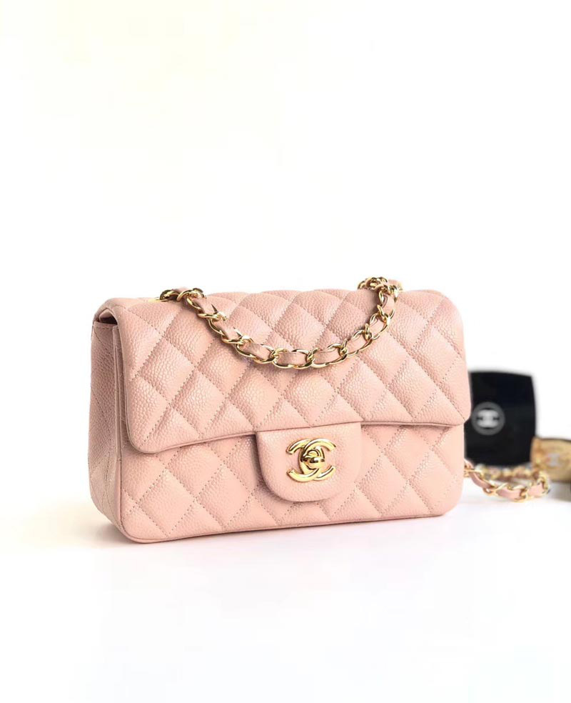Ch**el classic flap bag caviar leather sliver&gold chain 20cm