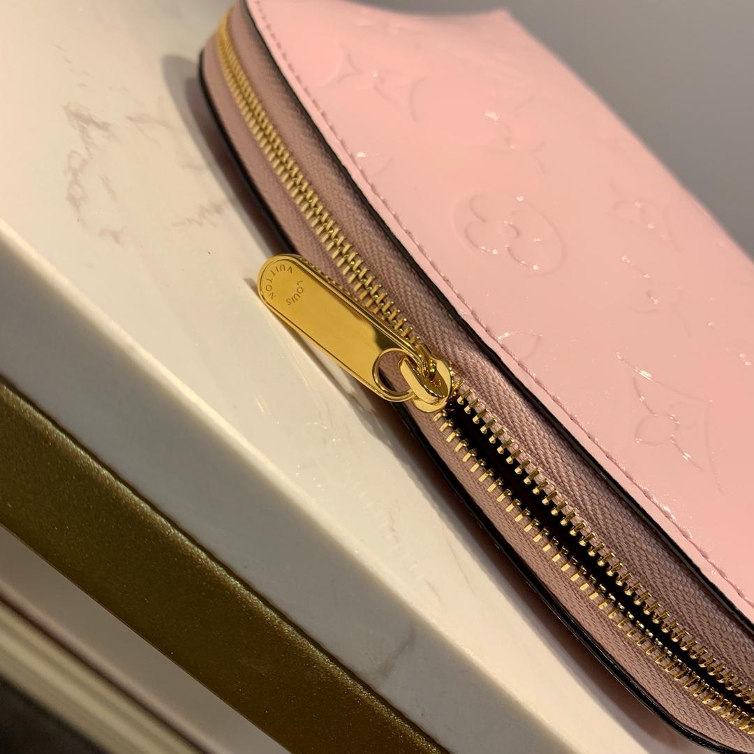 LV pink cosmetic bag embossed leather 19.0x 12.0x 6.0 cm