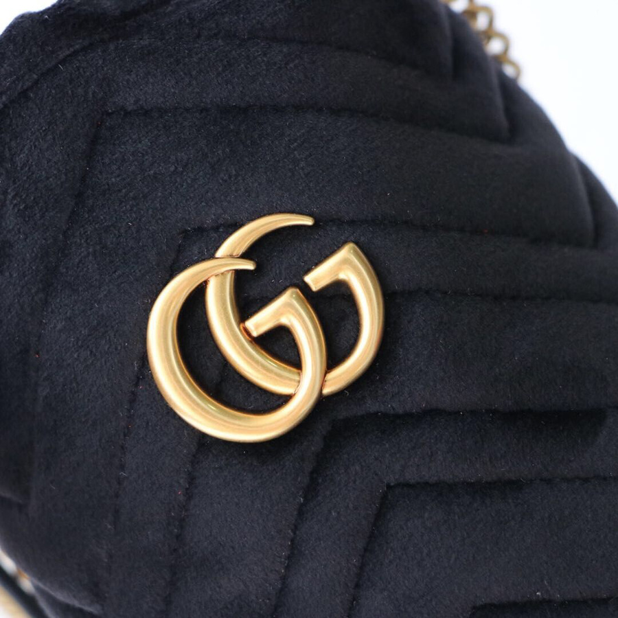 Gvc*1 black gg marmont gold vuckle leather 14cm