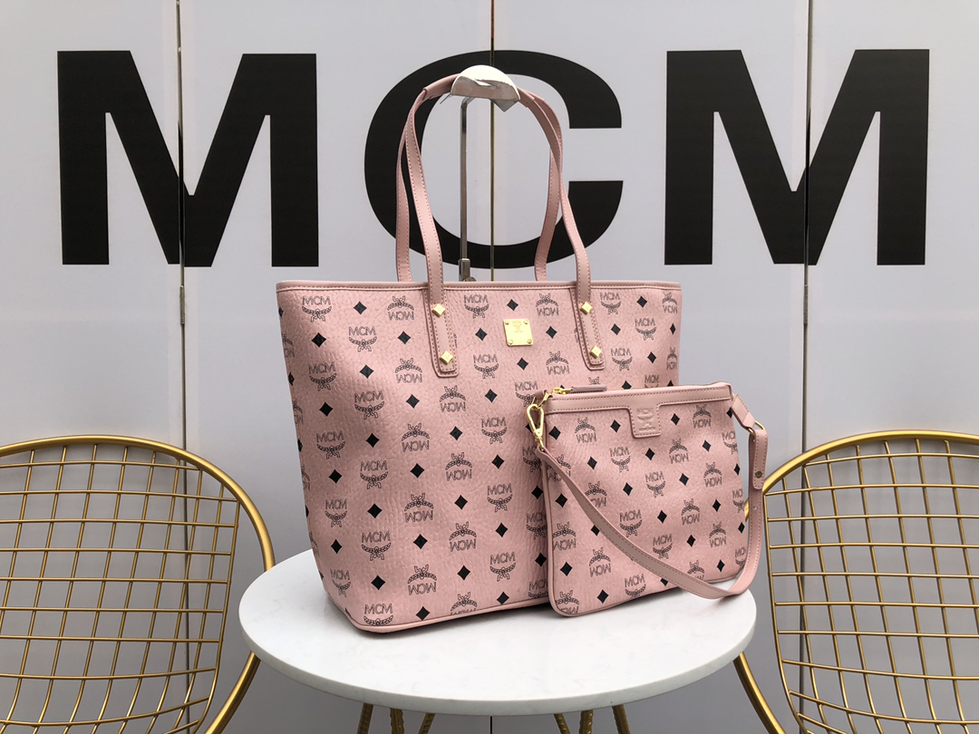 Anya shopper in visetos pink 35cm x 27cm x 13cm