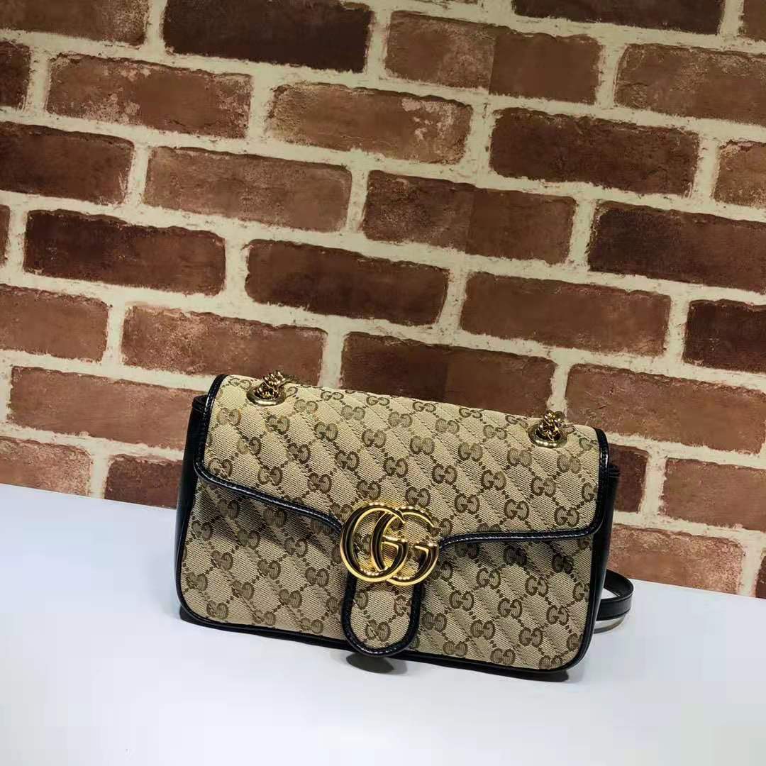 Gvc*1 gg marmont small shoulder beige ebony gg