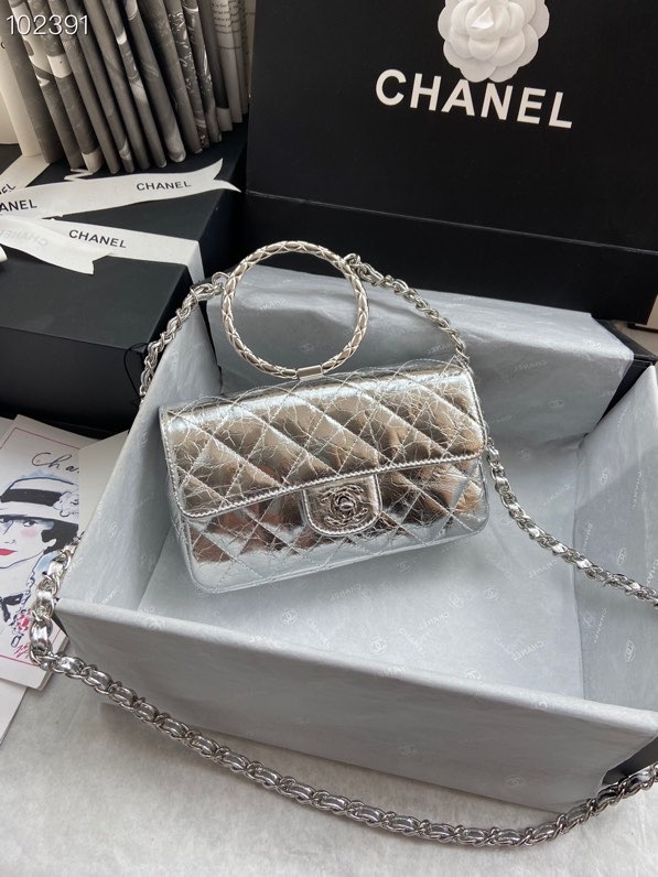 Ch**el handbag silver 18 x 5 x 11cm