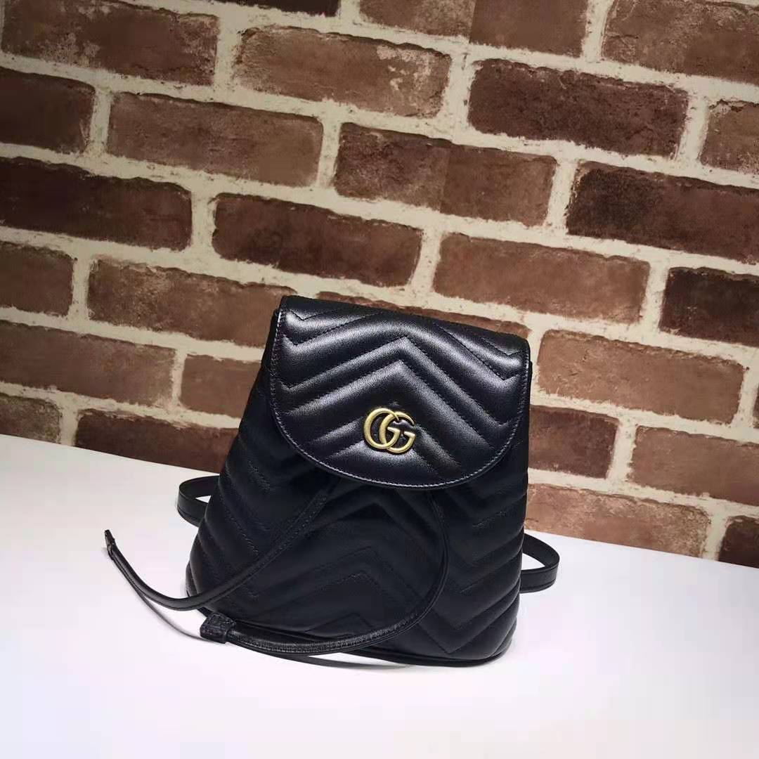 Gvc*1 backpack black with gold hardware 19*18.5*10cm