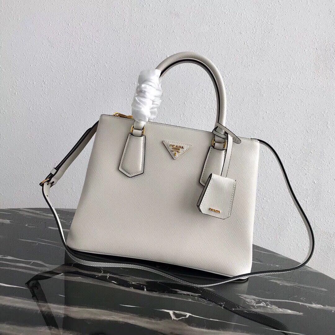 Pra*a medium galleria saffiano white 1ba232 31 × 22.5 × 13.5cm