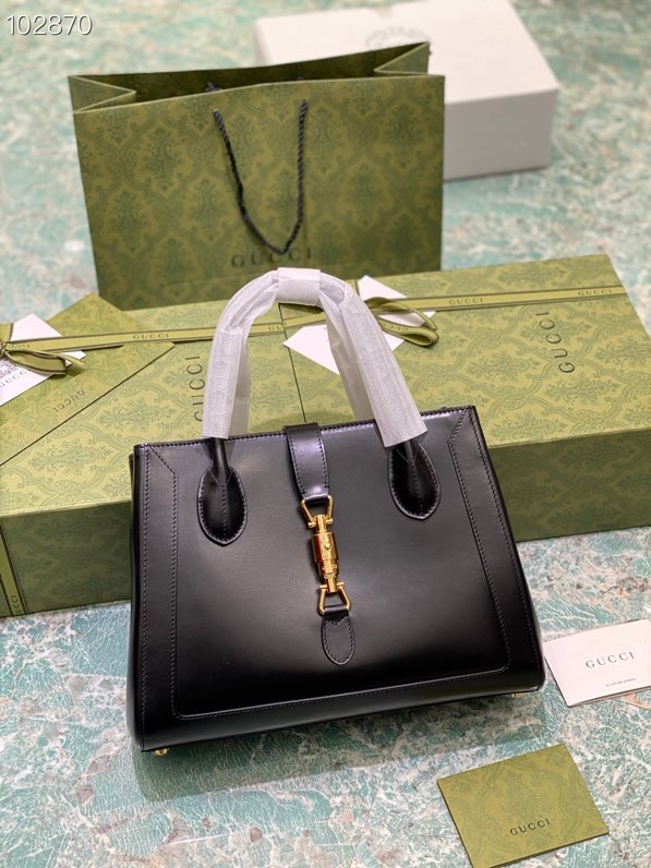 Gvc*1 jackie 1961 medium tote bag in black leather 649016 30 × 24 × 12 cm