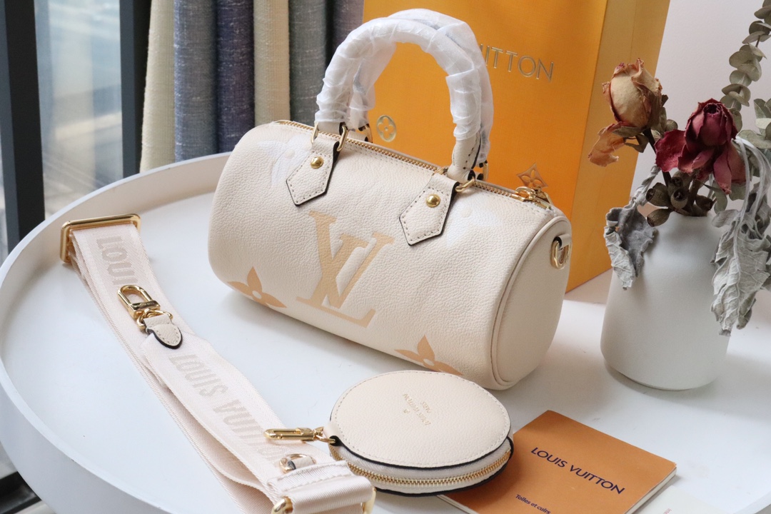 l0vis Vvtt0n papillon bb monogram empreinte leather in cream m45708 20 x 10 x 10 cm