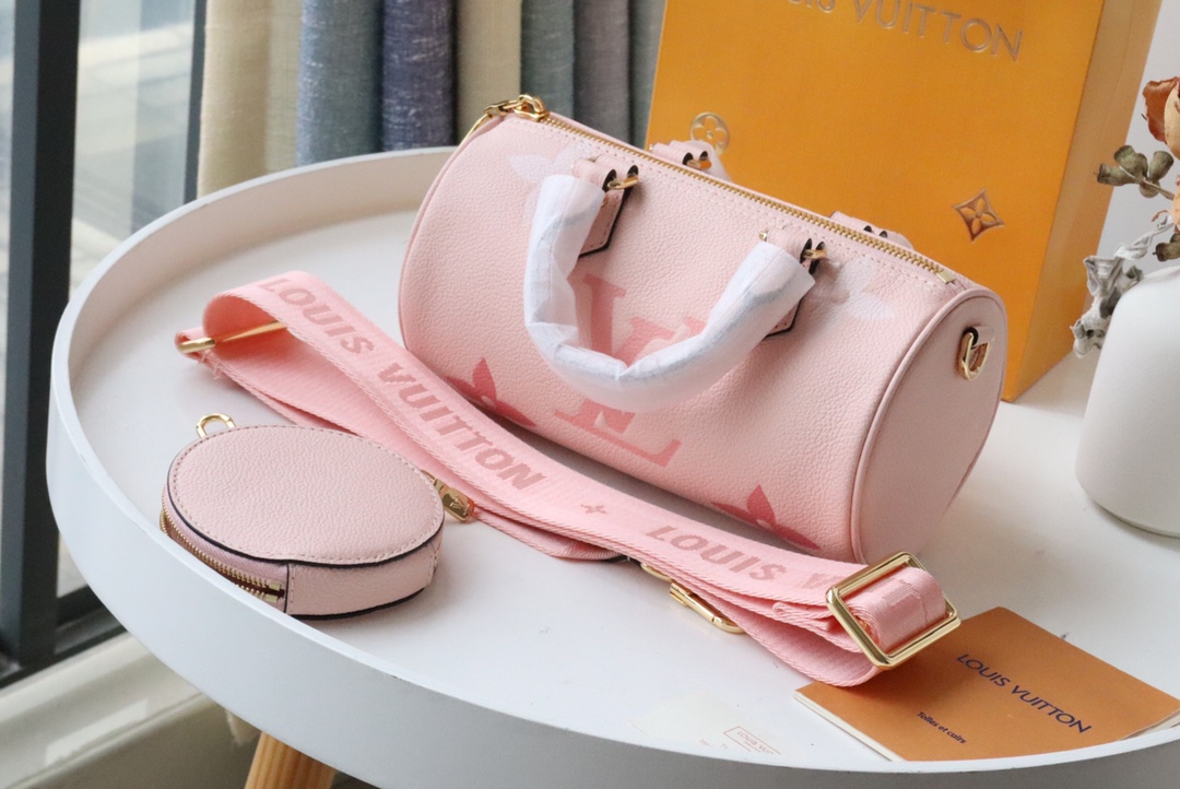 l0vis Vvtt0n papillon bb monogram empreinte leather in rosebud m45707 20 x 10 x 10 cm