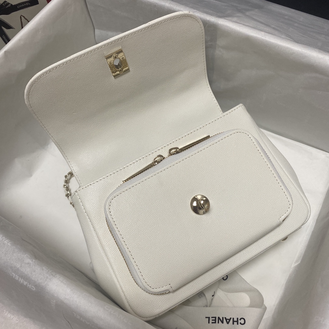 Ch**el mini flap bag with top handle white a93749 19 x 7 x 14 cm