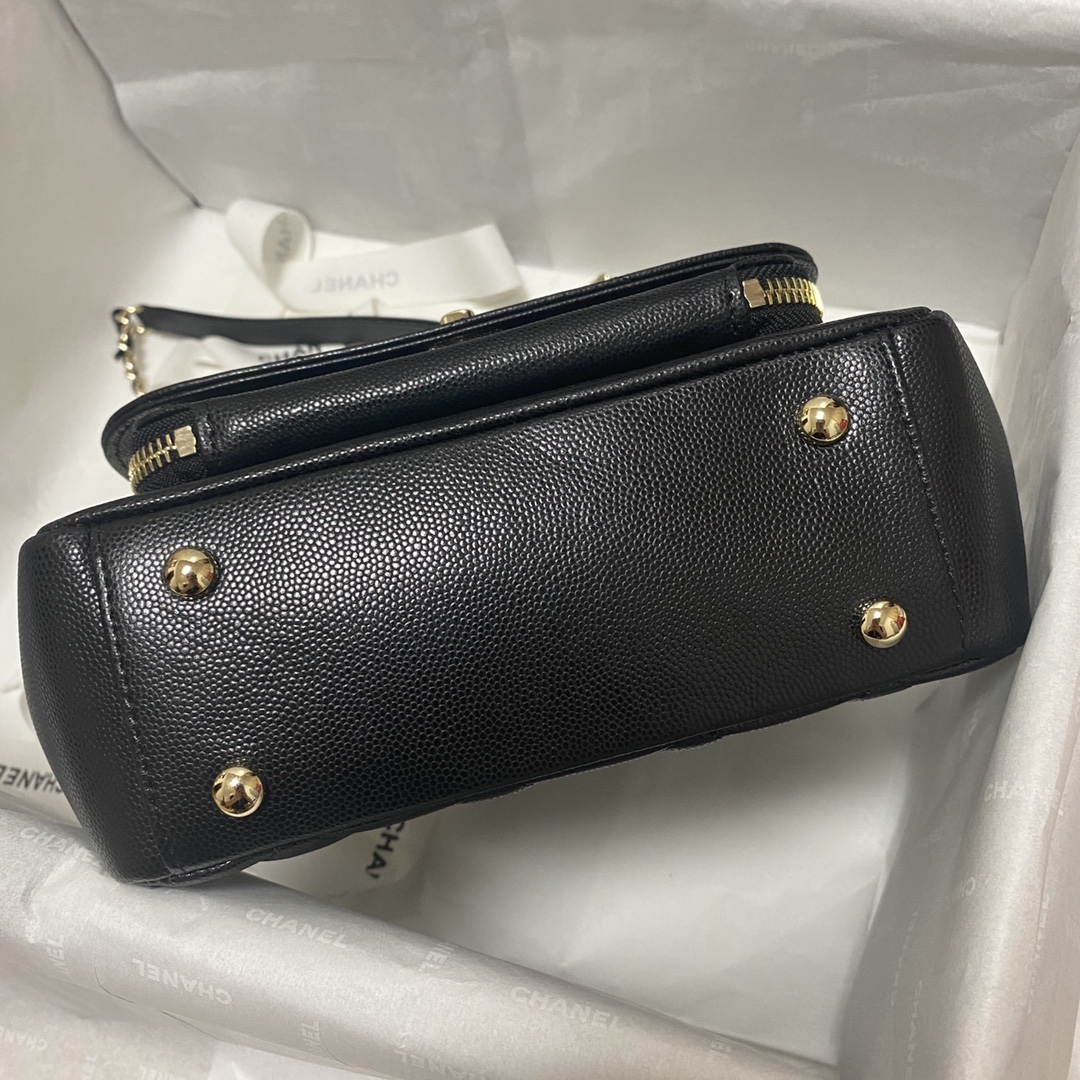 Ch**el mini flap bag with top handle black a93749 19 x 7 x 14 cm