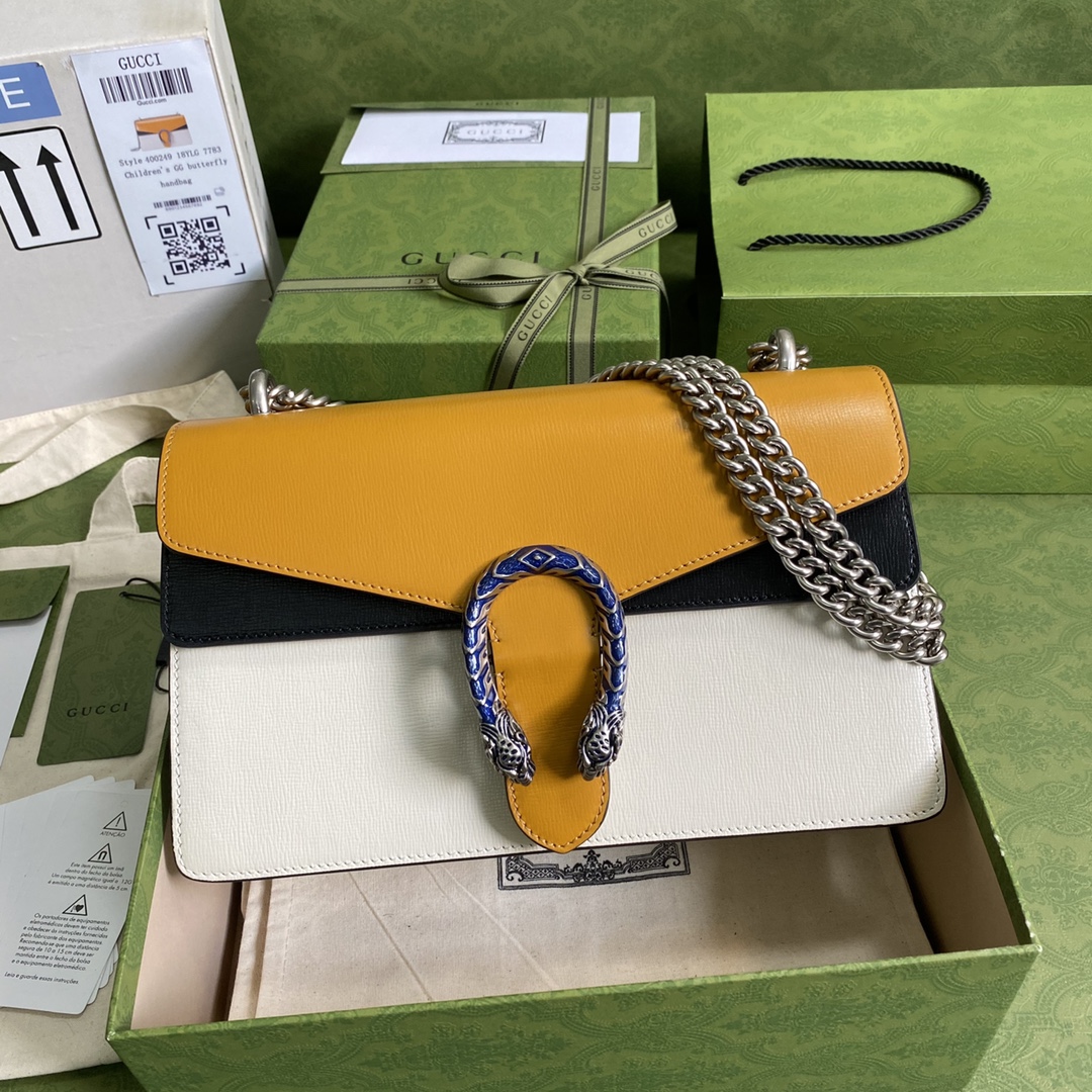 Gvc*1  svp*me dionysus small shoulder bag orange and white leather 400249 28 x 17 x 9 cm