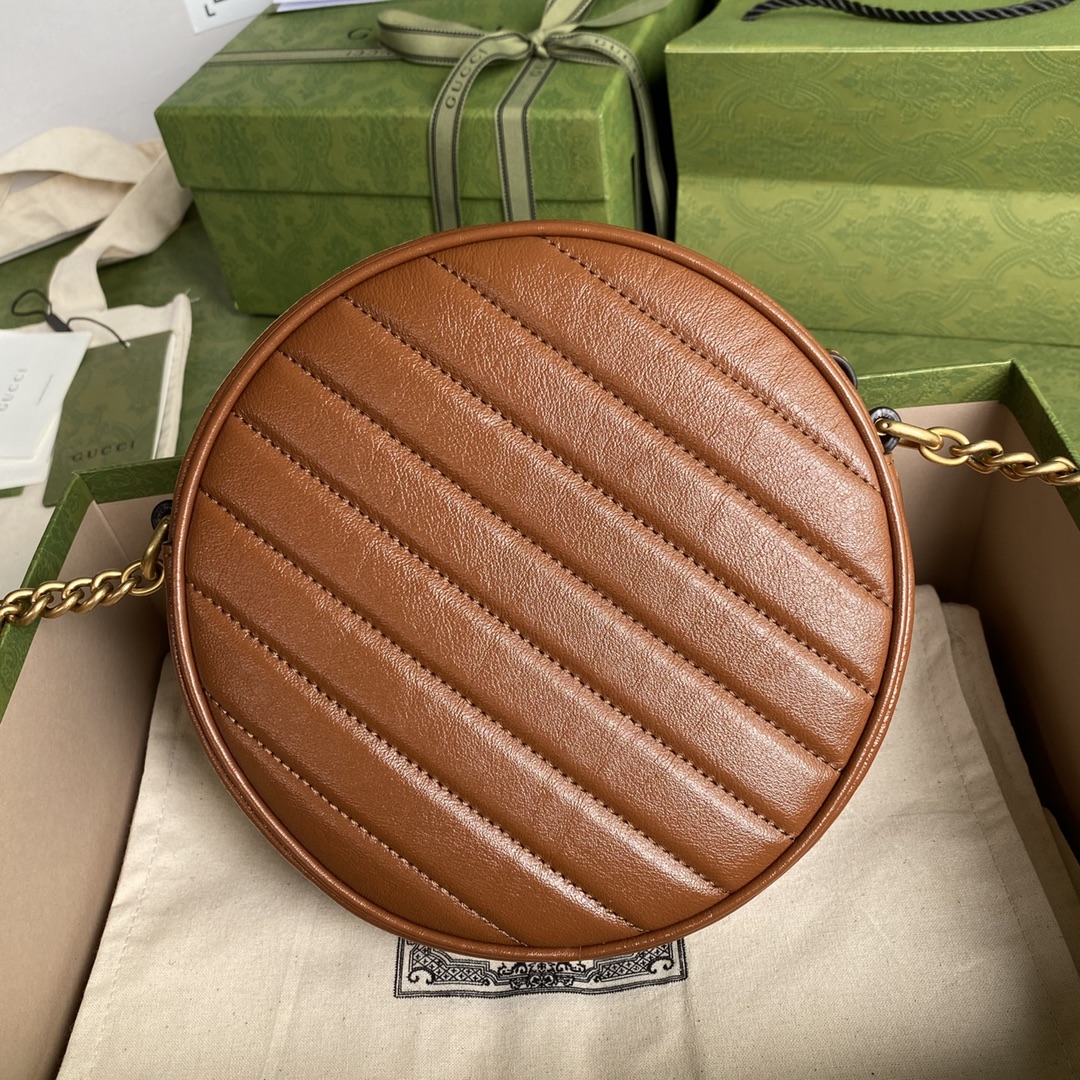 Gvc*1 marmont mini round shoulder bag brown 550154 18.5 x 18.5 x 4.5 cm