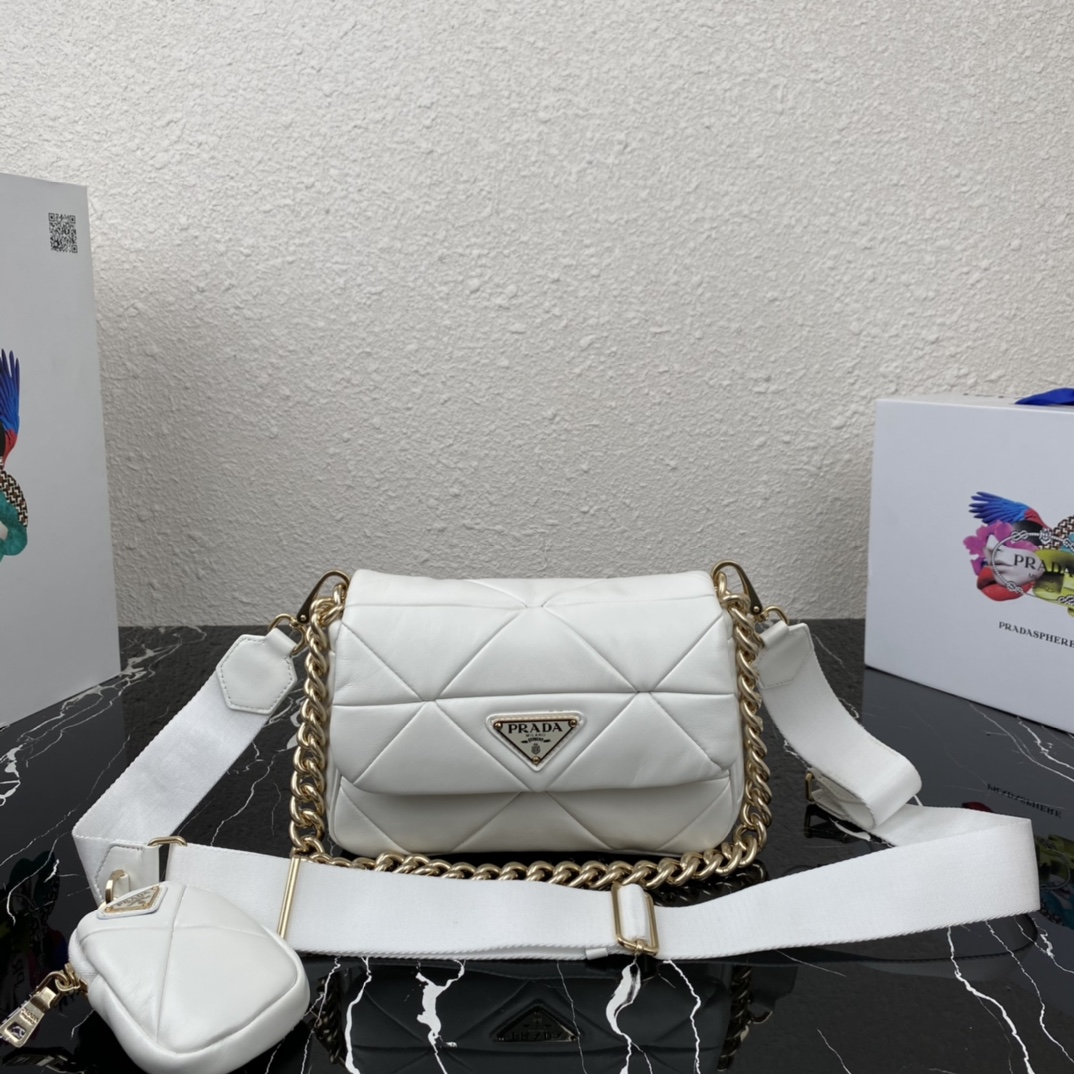 Pra*a Pra*a system nappa leather patchwork bag white 1bd292 21 x 16 x 7 cm
