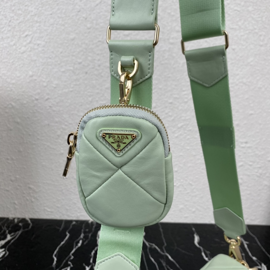 Pra*a Pra*a system nappa leather patchwork bag light green 1bd292 21 x 16 x 7 cm