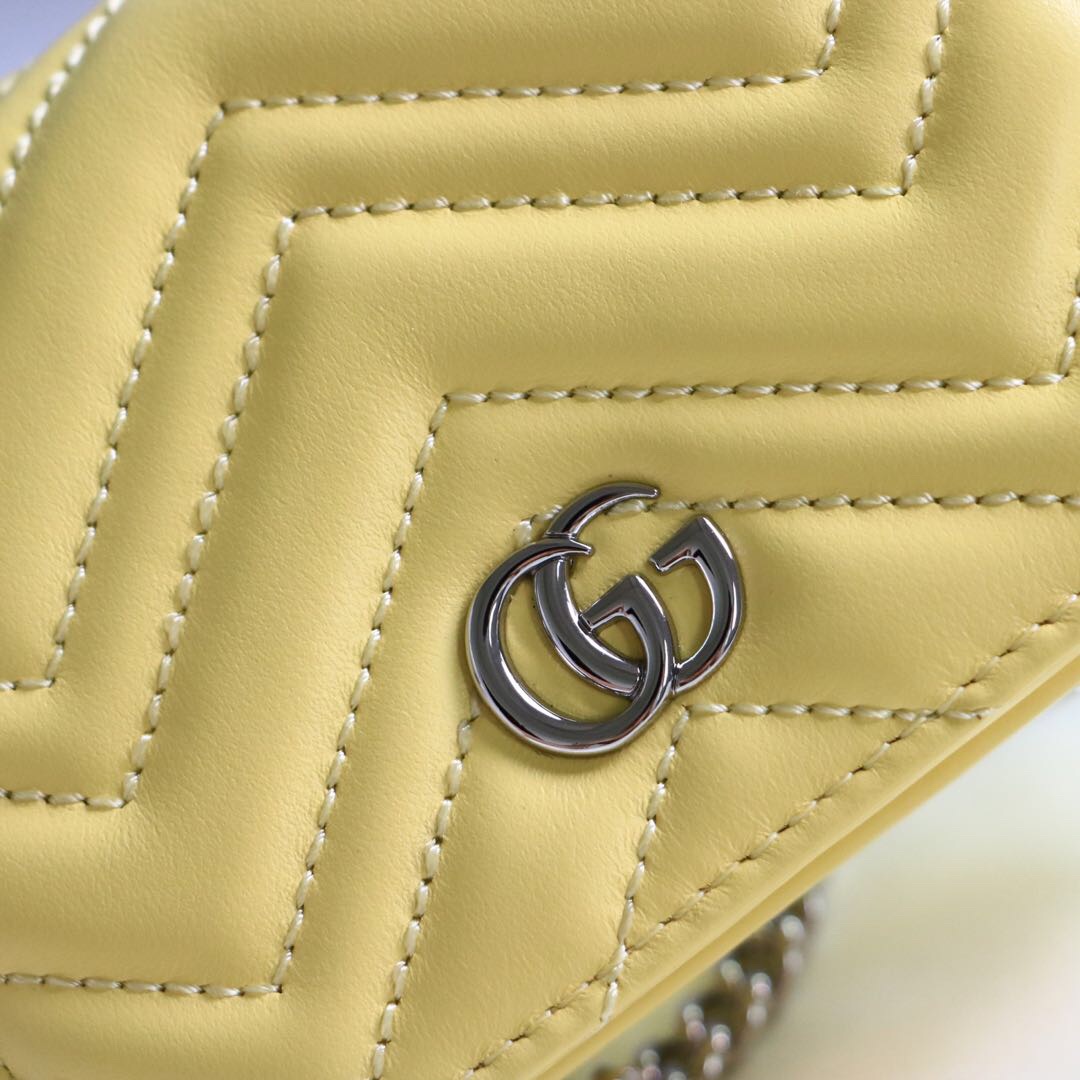 Gvc*1 gg marmont card case wallet yellow pastel ‎625693 11 x 8.5 x 3 cm