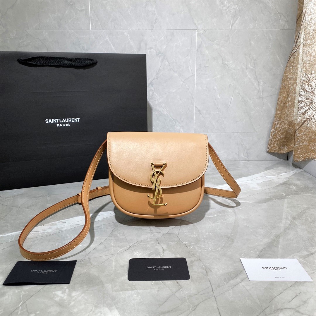 Y51 kaia small satchel in smooth vintage leather brown gold 619740 18 x 15.5 x 5.5 cm