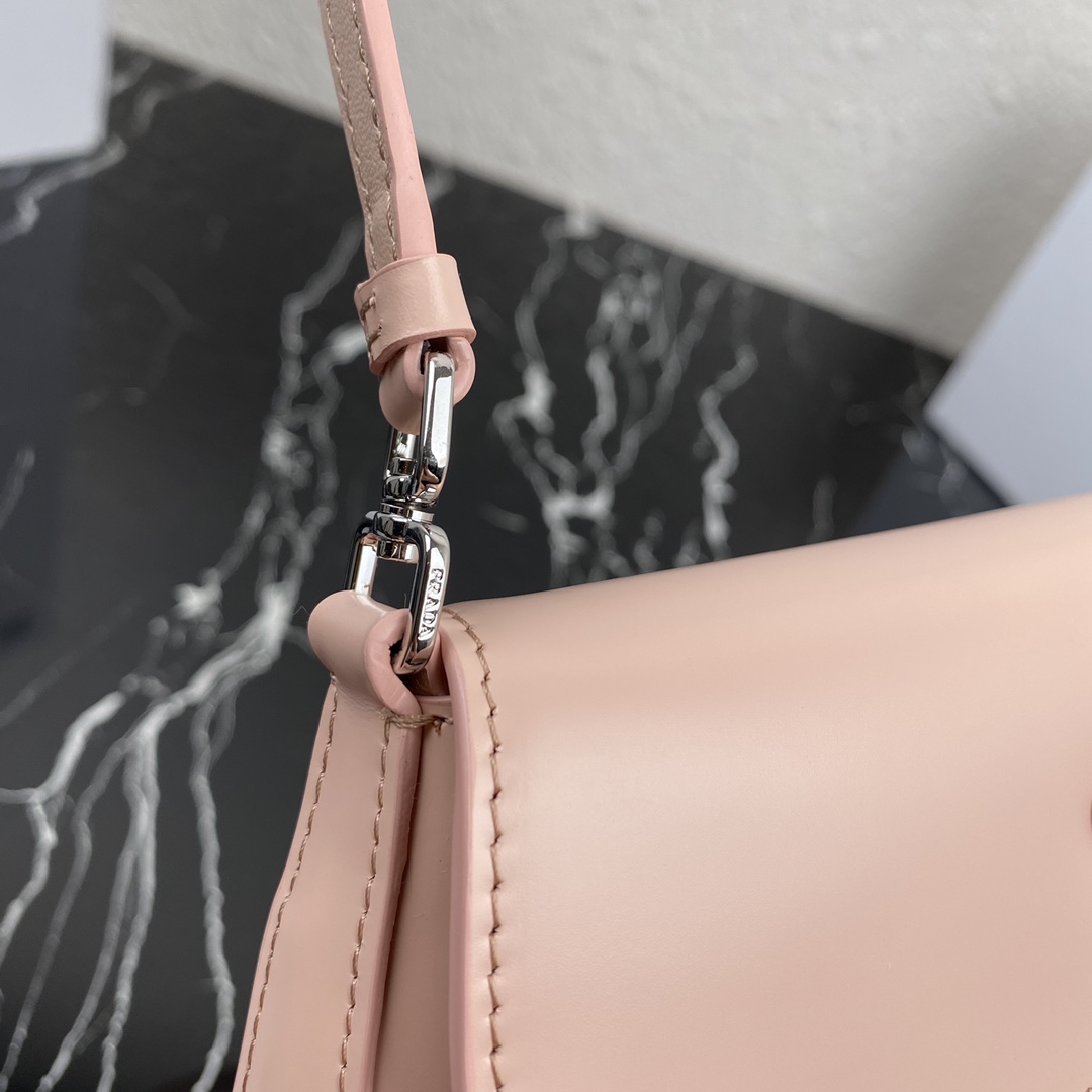 Pra*a cleo brushed leather shoulder bag with flap orchid pink 1bd311 23 x 18 x 2.5 cm
