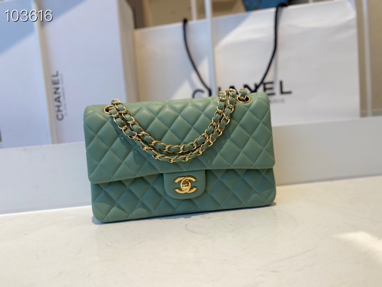 Ch**el flap bag seafoam a01112 25cm