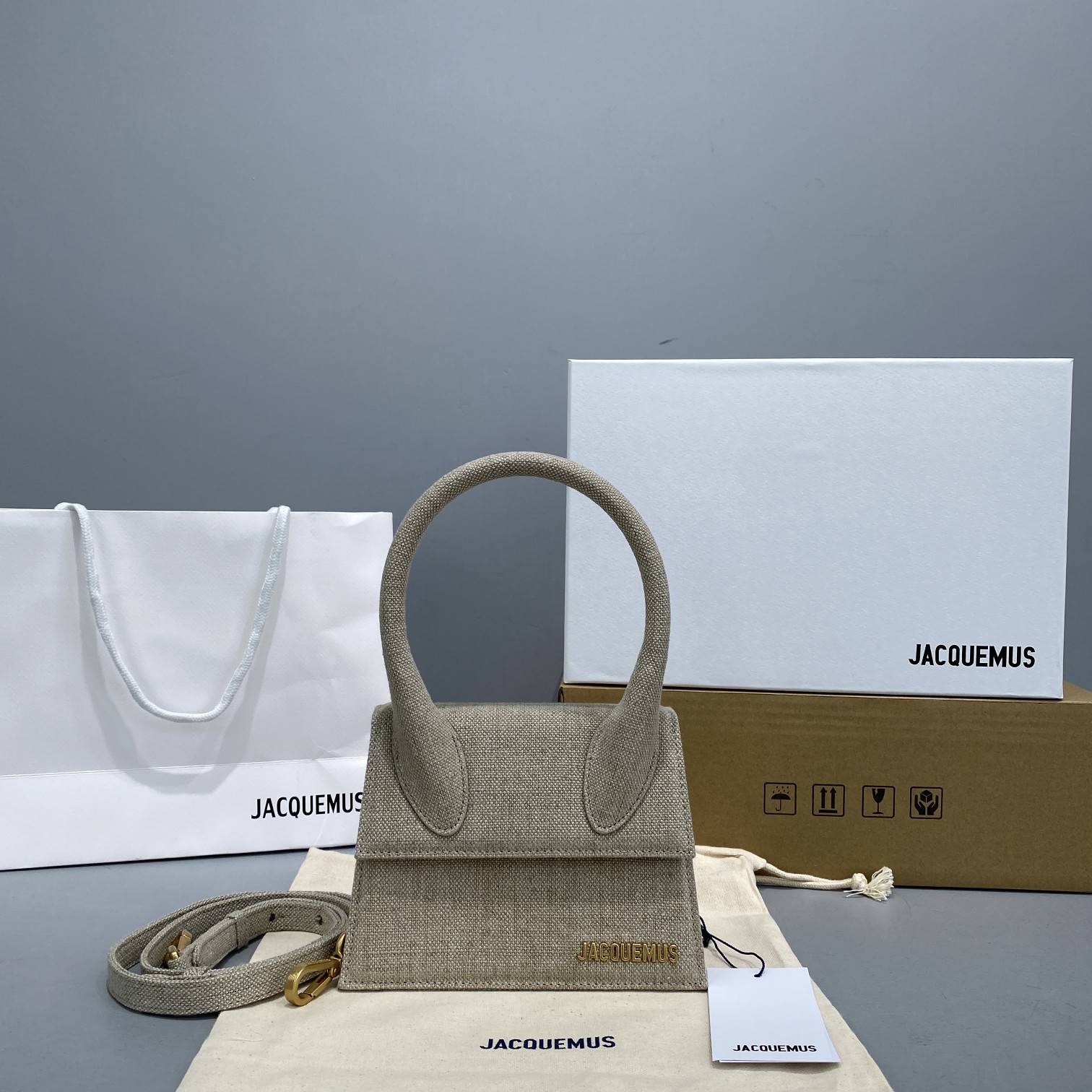 JACQUEMUS LE CHIQUITO Medium Canvas Micro Bag 213BA02 18 x 15.5 x 8 cm
