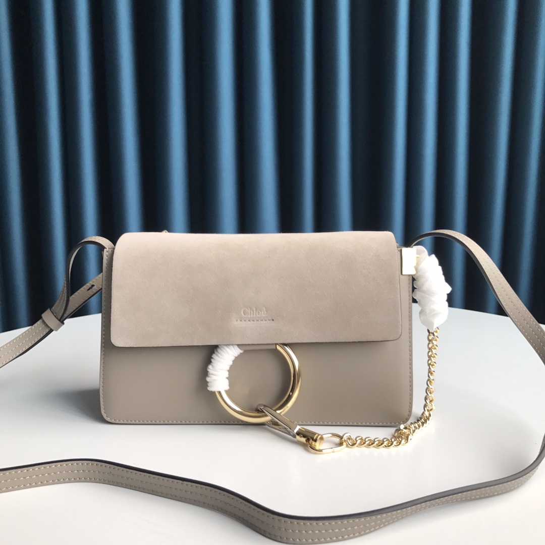 CHLOÉ FAYE SMALL SHOULDER BAG Motty Grey CHC15US127 24 x 7 x 15 cm
