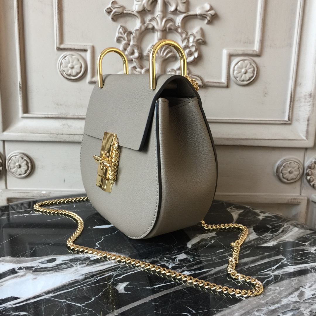 CHLOE MINI DREW Shoulder Bag Motty Grey 19 x 7 x 16 cm
