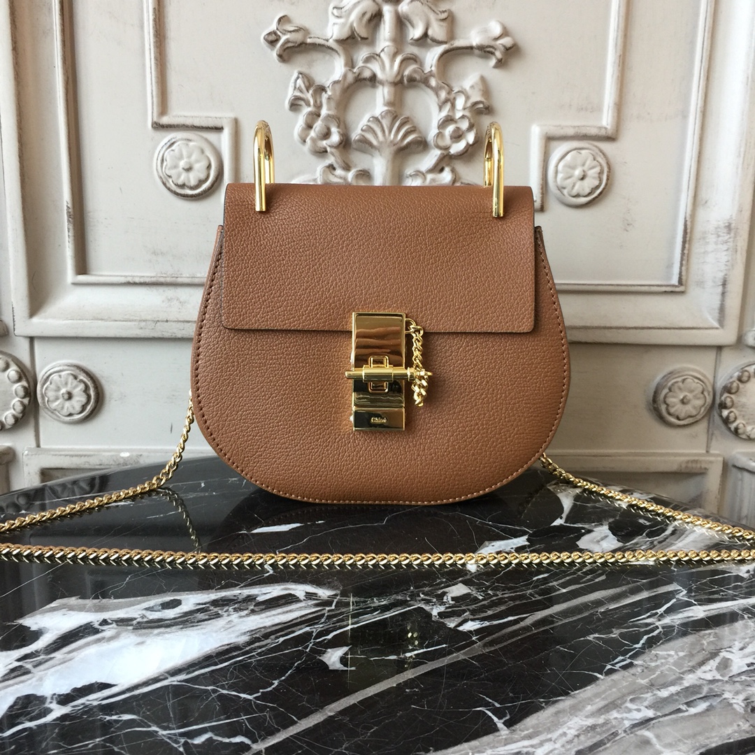 CHLOE MINI DREW Shoulder Bag Arizona Brown 19 x 7 x 16 cm