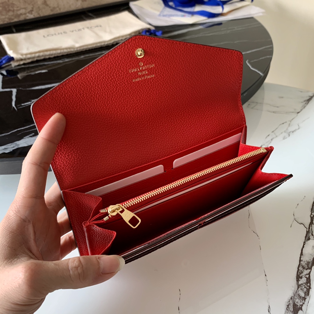 l0vis Vvtt0n sarah wallet monogram empreinte leather scarlet m68708 19 x 10 x 2 cm