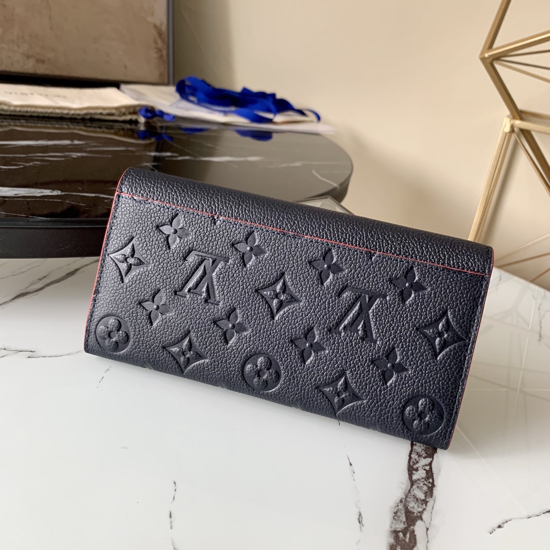 l0vis Vvtt0n sarah wallet monogram empreinte leather marine rouge m62125 19 x 10 x 2 cm