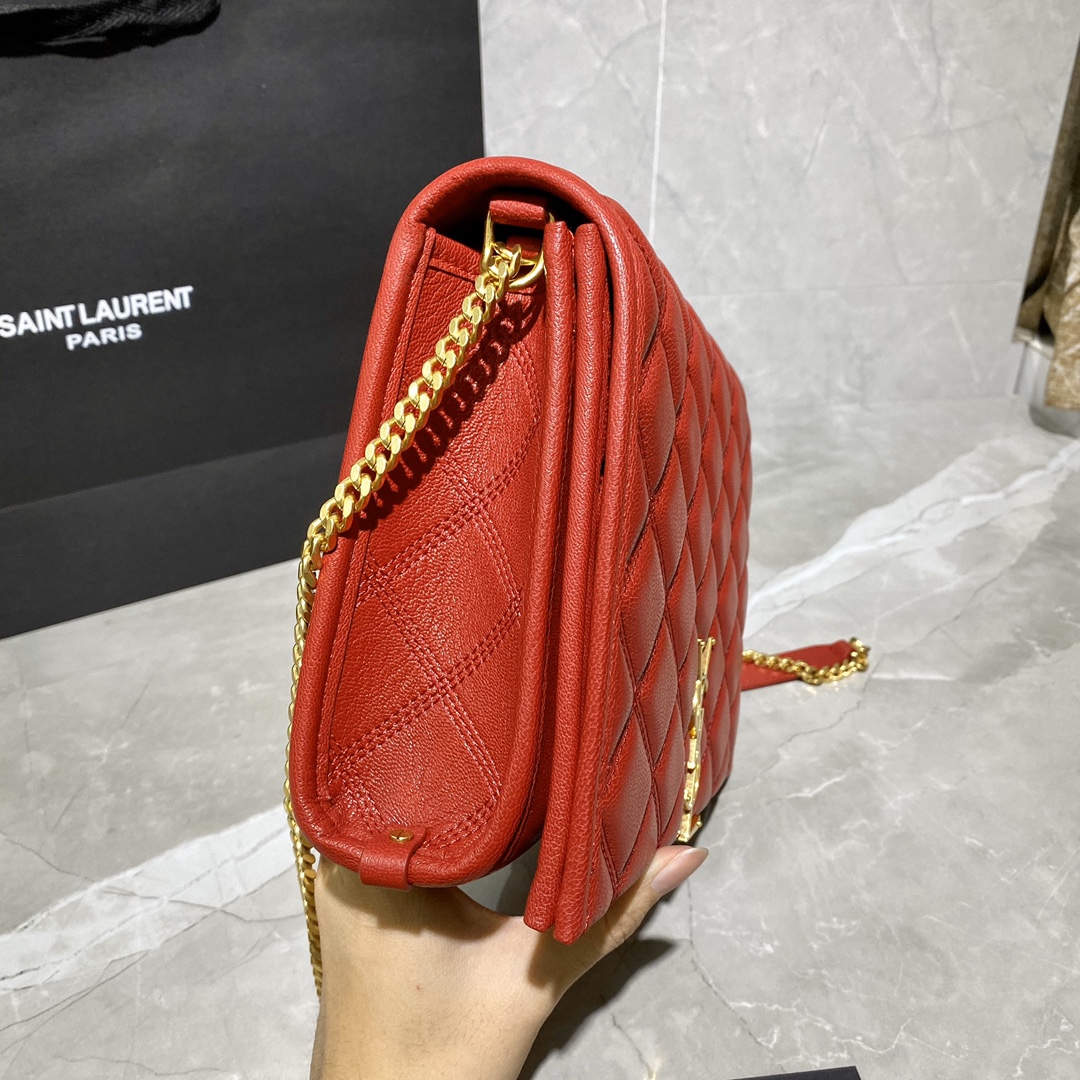 Y51 becky mini chain bag in carrÉ-quilted lambskin rouge eros 6507691 25 x 17 x 7 cm