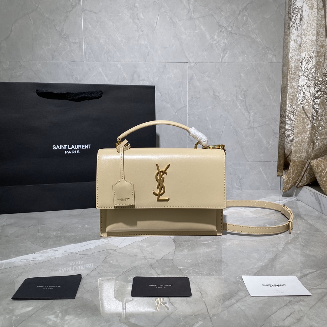 Y51 medium sunset satchel in smooth leather ivory natural 634723 25 x 18 x 5 cm